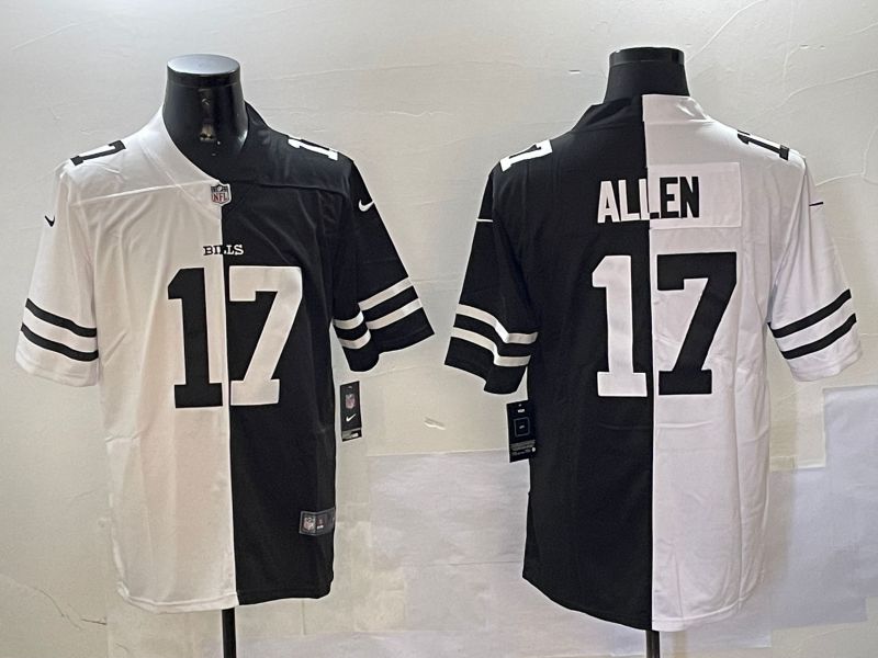 Men Buffalo Bills #17 Allen Black White 2024 Nike Limited NFL Jersey style 01083